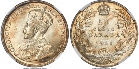 George V "Wide Date" 50 Cents 1920 MS64 NGC, Ottawa mint, KM25a. Wide date variety. Waves of watery brilliance ripple across the surface of this near-...