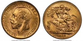 George V gold Sovereign 1913-C MS63 PCGS, Ottawa mint, KM20, S-3997. From a small mintage of only 3,715 pieces and rarely found in conditions greater ...