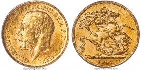 George V gold Sovereign 1913-C MS62 PCGS, Ottawa mint, KM20, S-3997. From a relatively scant mintage of just 3,715 pieces and imbued with a most allur...