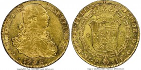 Charles IV gold 8 Escudos 1796 P-JF AU58 NGC, Popayan mint, KM62.2, Cal-1668 (prev. Cal-75). A delightful specimen that by all appearances is just shy...