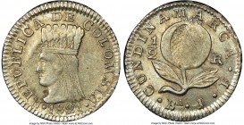 Cundinamarca. Republic 1/2 Real 1821 Ba-JF MS63 NGC, KM-F8. A wholly original and choice representative of this singular issue which is sought-after a...