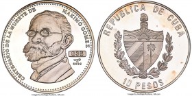 Republic Proof "Maximo Gomez" 10 Pesos 2005 PR67 Cameo PCGS, Havana mint, KM820. Number 038. Struck to commemorate the centennial of the death of Maxi...