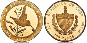 Republic 5-Piece Certified gold "Hummingbird" Proof Set 1999 Ultra Cameo NGC, 1) 5 Pesos - PR66, KM673 2) 10 Pesos - PR68, KM715 3) 25 Pesos - PR67, K...