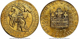 Republic gold "Anniversary of Otakar II's Death" Medal 1978 MS70 NGC, 35mm. 24.97gm. By V.A. Kovanic. A visually stunning medal in a stylistic manner ...