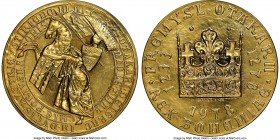 Republic gold "Anniversary of Otakar II's Death" Medal 1978 MS69 NGC, 35mm. 24.95gm. By V.A. Kovanic. A brilliant golden issue boasting virtually perf...