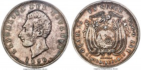 Republic Sucre 1890-HEATON AU Details (Cleaned) PCGS, Heaton (Birmingham) mint, KM53.1. The key date for the series with a tiny mintage of just 12,000...