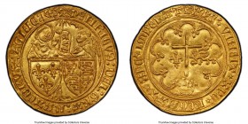 Anglo-Gallic. Henry VI (1422-1461) gold Salut d'Or ND (1423-1453) MS62 PCGS, Rouen mint, Lion mm, Fr-301, Elias-270b. (lion) hЄИRICVS: DЄI: GRA: FRACO...