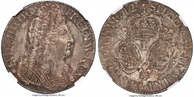 Louis XIV Ecu 1712-L MS62 NGC, Bayonne mint, KM386.10, Dav-1324. A scarce and early near-choice issue enveloped by an all-encompassing charcoal patina...