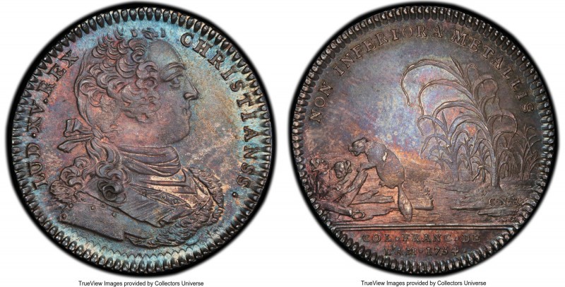 Louis XV silver Franco-American Jeton 1754-Dated MS64 PCGS, Br-514, Lec-131. Ree...