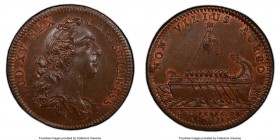 Louis XV copper Franco-American Jeton 1755-Dated MS63 Brown PCGS, Br-515, Lec-150. Plain edge. Coin alignment. Script "FM" monogram below truncation. ...