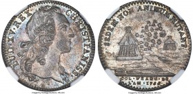 Louis XV silver Franco-American Jeton 1756-Dated AU58 NGC, Br-517, Lec-163. Reeded edge. Coin alignment. "FM" monogram below neck truncation. Only sca...