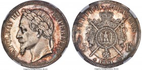 Napoleon III 5 Francs 1861-A MS62 NGC, Paris mint, KM799.1, Gad-739. A rare date that saw a relatively small production of just 22,000 pieces. Sublime...
