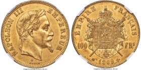Napoleon III gold 100 Francs 1869-BB MS60 NGC, Strasbourg mint, KM802.2, Fr-551, Gad-1136. Mintage: 14,000. AGW 0.9334 oz.

HID09801242017

© 2020...