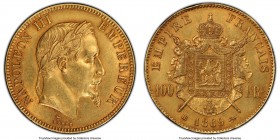 Napoleon III gold 100 Francs 1869-BB AU58 PCGS, Strasbourg mint, KM802.2, Fr-551, Gad-1136. Mintage: 14,000. Bordering Mint State preservation display...