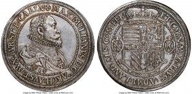 Alsace. Archduke Maximilian III 2 Taler 1614 AU58 NGC, KM280, Dav-3325. 56.92gm. Compelling for its type and nearly Mint State, with even gunmetal pat...