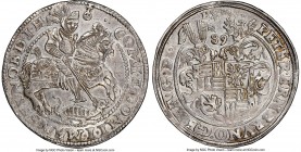 Mansfeld-Friedeburg. Peter Ernst I, Bruno II, Gebhard VIII, & Johan Georg IV Taler 1589-BM MS62 NGC, Eisleben mint, Dav-9510. Of exceptional quality f...