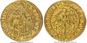 Nürnberg. Free City gold Goldgulden 1510 AU55 NGC, Fr-1801, Kellner-6. 23.5mm. 3.25gm. Soundly struck upon a yellow-gold flan, leaving sharp central m...