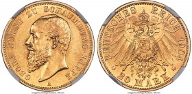 Schaumburg-Lippe. Albrecht Georg gold 20 Mark 1904-A AU58 NGC, Berlin mint, KM51, J-285. A coin that feels virtually Mint State in hand - a fact owed ...