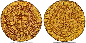 Henry V (1413-1422) gold 1/4 Noble ND (1413-1422) UNC Details (Removed From Jewelry) NGC, Tower mint, S-1756. 1.75gm. A sharp Quarter Noble struck dur...