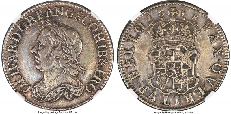 Oliver Cromwell Shilling 1658 XF45 NGC, KM-A207, S-3228, ESC-1005. A challenging...