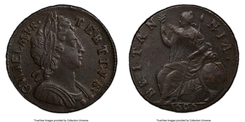 William III 1/2 Penny 1696 UNC Details (Corrosion Removed) PCGS, KM-A483.1, S-35...