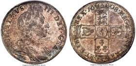 William III 1/2 Crown 1698 MS63 PCGS, KM492.2, S-3494, ESC-554. DECIMO edge. Very nearly possessing the visual appeal of a finer-graded piece, hardly ...