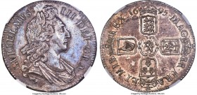 William III Crown 1695 MS62 NGC, KM486, S-3470. Dressed in rich metallic shades carrying a striking undercurrent of blue iridescence to the obverse. T...
