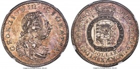 George III silver Pattern "Garter" Bank Dollar 1804 AU58 NGC, KM-Pn66, L&S-91, ESC-1963 (prev. ESC-182). A fascinating Pattern "Bank Dollar" overstruc...