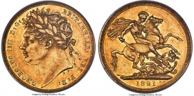 George IV gold Sovereign 1821 AU55 ANACS, KM682, S-3800. Retaining excellent detail and gleaming, watery traces of luster despite limited circulation ...