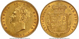 George IV gold Sovereign 1829 AU58 NGC, KM696, S-3801. Displaying only the barest traces of circulation wear, and exceedingly close to Mint State cond...