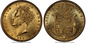 George IV gold Sovereign 1830 MS63 PCGS, KM696, S-3801. Radiant throughout and struck to the highest degree of precision, yielding full design motifs ...