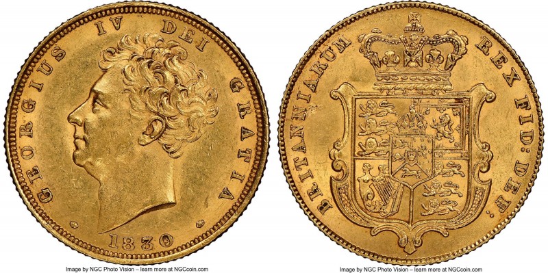 George IV gold Sovereign 1830 MS61+ NGC, KM696, S-3801. The final date of issue ...