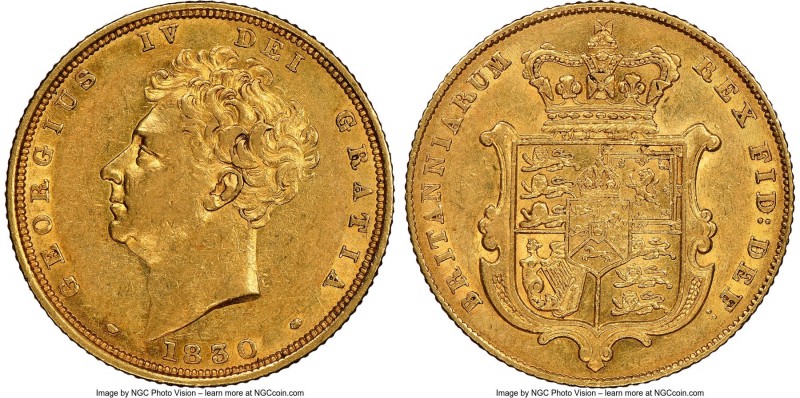 George IV gold Sovereign 1830 AU55 NGC, KM696, S-3801. An appealing, circulated ...