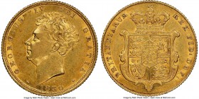 George IV gold Sovereign 1830 AU55 NGC, KM696, S-3801. Lightly rubbed at the higher points, with stark mint brilliance preserved in the outer register...