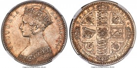 Victoria "Godless" Florin 1849 MS64 NGC, KM745, S-3890. Variety with WW. Only a one-year legend alteration to this famous Victorian type, which even u...