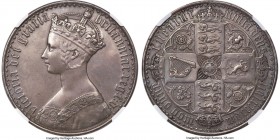 Victoria Proof "Gothic" Crown 1847 AU Details (Mount Removed, Tooled) NGC, KM744, S-3883, ESC-2571. UN DECIMO edge. An immensely popular issue, this f...