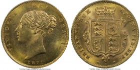 Victoria gold 1/2 Sovereign 1871 MS63 PCGS, KM735.2. An appealing choice example, which arguably appears even finer than the grade suggests due to a c...