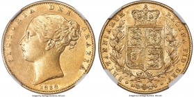 Victoria gold Sovereign 1838 AU53 NGC, KM736.1, S-3852. The scarce and widely targeted first date of issue in Victoria's Sovereign series, preserving ...