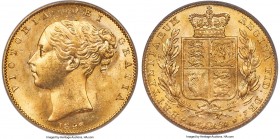 Victoria gold Sovereign 1846 MS64 PCGS, KM736.1, S-3852. Conditionally scarce in near-gem quality, this earlier Victorian Sovereign date contains cart...