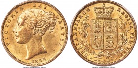 Victoria gold Sovereign 1858 MS63 PCGS, KM736.1, S-3852D. Large Date. Partial/unbarred A's in GRATIA. Clearly defined throughout the raised motifs, th...
