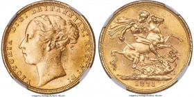 Victoria gold "St. George" Sovereign 1871 MS64 NGC, KM752, S-3856A. Long Tail, Small BP variety. A luminous offering combining flashy and satiny chara...