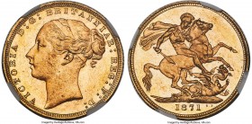 Victoria gold "St. George" Sovereign 1871 MS64 NGC, KM752, S-3856A. Brilliant golden color with an admirable strike. Seldom offered at this grade leve...