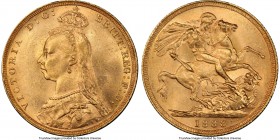 Victoria gold Sovereign 1888 MS63 PCGS, KM767, S-3866B. A strikingly lustrous specimen that is near the peak of the certified population across both m...