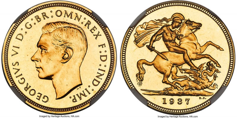 George VI gold Proof Sovereign 1937 PR63 NGC, KM859, S-4076. Besides some minor ...