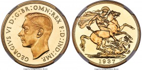 George VI gold Proof 2 Pounds 1937 PR66 Cameo NGC, KM860, S-4075. A visual stunner from start to finish, with frosted design elements that sit atop th...