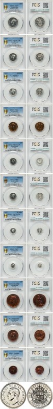 George VI 15-Piece Certified Proof Set 1937 PCGS, 1) Farthing - PR66 Red and Bro...