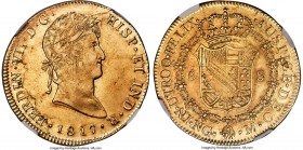 Ferdinand VII gold 8 Escudos 1817 NG-M AU55 NGC, Nueva Guatemala mint, KM71, Cal-1752 (prev. Cal-11), Onza-1209 (Rare). The final date for this only t...