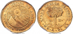 Central American Republic gold 2 Escudos 1846 NG-A XF45 NGC, Nueva Guatemala mint, KM12, Fr-28. Though moderately circulated, this attractive example ...