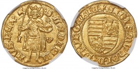 Sigismund gold Goldgulden ND (1387-1437) MS64 NGC, Buda mint, Fr-9, Husz-572, CNH-118, Lengyel-Unl. 3.53gm. • S • LADISL | AVS • RЄX, crowned, nimbate...