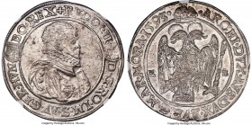Rudolf II Taler 1593-KB MS63 NGC, Kremnitz mint, KM-MB254, Dav-8066. Simply a significant conditional rarity for a coin of its age and method of manuf...
